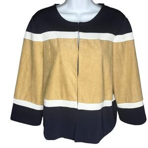 Chico's Travelers Collection Knit Faux Suede Color Block Cardigan Jacket 1 M 8